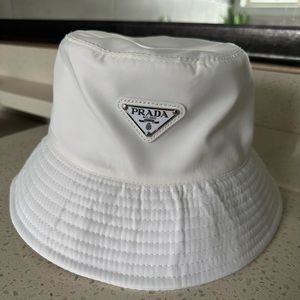White Prada bucket hat